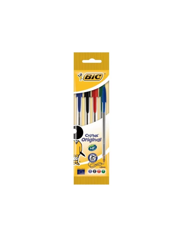 4 stylos a bille bic cristal medium 1mm 3086121601033