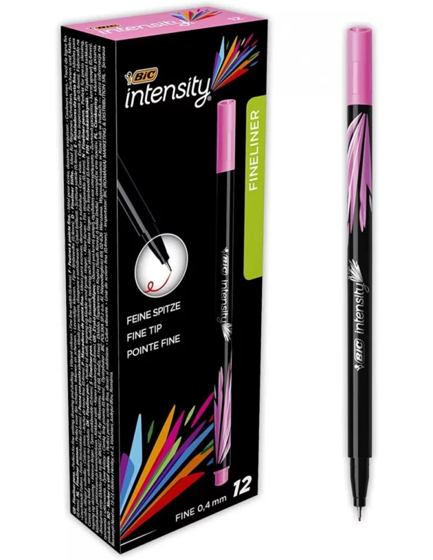 boite de 12 stylos feutres pointe fine 08 mm bic intensity rose 942065