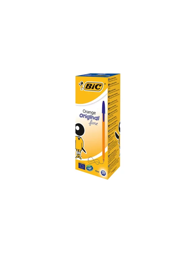 boite de 20 stylos bille bic orange fine original pointe fine bleu
