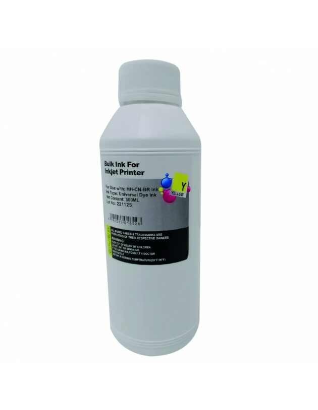 bouteille d encre adaptable universelle white label 500 ml jaune uni 500 y