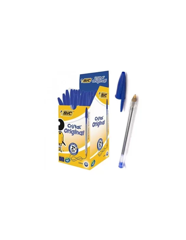 pack de 20 stylos a bille bic cristal original 10 mm bleu 913234b20