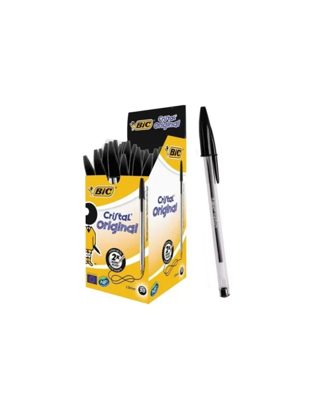pack de 50 stylos a bille bic cristal original 10 mm noir 913230b20 50