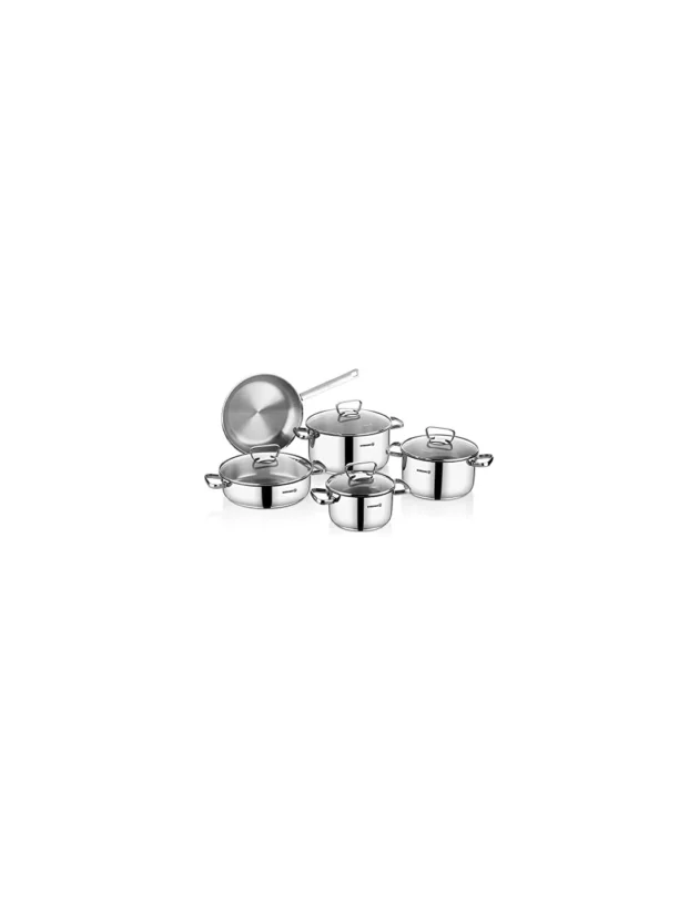 serie de casserole korkmaz lara 9 pieces inox a1975